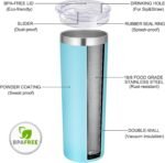 VEGOND Stainless Steel Skinny Tumbler, 20 oz Vacuum Insulated Tumbler with Lid and Straw, Double Wall Coffee Cup, Travel Mug for Cold Hot Drinks, Blue 1 Pack - Image 3