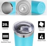 VEGOND Stainless Steel Skinny Tumbler, 20 oz Vacuum Insulated Tumbler with Lid and Straw, Double Wall Coffee Cup, Travel Mug for Cold Hot Drinks, Blue 1 Pack - Image 4