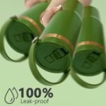 30 oz Tumbler Bulk with Handle and Straw, Vacuum Insulated Tumblers with Flip Straw and Top Handle, Leakproof Powder Coated Tumbler, Stainless Steel Travel Mug for Coffee (Army Green, 8 Pack) - Image 5