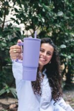 Ello Port 30oz Tumbler with Carry Loop & Integrated Handle | Vacuum Insulated Stainless Steel Reusable Water Bottle Travel Mug | Leak Proof Lid | Flexible Straw | BPA-Free | Dishwasher Safe | Lilac - Image 3