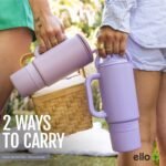 Ello Port 30oz Tumbler with Carry Loop & Integrated Handle | Vacuum Insulated Stainless Steel Reusable Water Bottle Travel Mug | Leak Proof Lid | Flexible Straw | BPA-Free | Dishwasher Safe | Lilac - Image 6