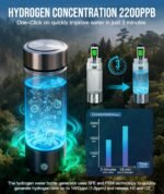 Hydrogen Water Bottle Generator, 2200PPB in 3 Minutes Portable Rechargeable Ionizer with SPE/PEM Technology, 16OZ (420ml) Bottle for Home, Office, Travel, Gym, Fitness & Drinking Water, Gift - Image 3