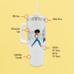 40oz Tumbler with Inspirational Quotes, African American Art, Handle, Straw & Twist-On Lid – Leak-Proof Insulated Drinkware for Black Women, Uplifting Gift - Keepin It Movin - Image 3