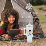 40oz Tumbler with Inspirational Quotes, African American Art, Handle, Straw & Twist-On Lid – Leak-Proof Insulated Drinkware for Black Women, Uplifting Gift - Keepin It Movin - Image 4