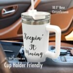 40oz Tumbler with Inspirational Quotes, African American Art, Handle, Straw & Twist-On Lid – Leak-Proof Insulated Drinkware for Black Women, Uplifting Gift - Keepin It Movin - Image 5