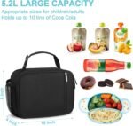 esouler Lunch Box Kids Insulated Lunch Bag for Boys & Girls Durable Children Lunchbox for School with Water Bottle Holder-Black - Image 3