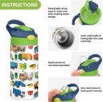 Stainless Steel Water Bottle for kids- 12 Ounce Stainless Steel Vacuum Insulated Water Bottle for Kids children,Double Wall Vacuum Insulated Bottles (Garbage Trucks) - Image 5