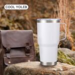 30 oz Tumbler with Handle and Lid, Stainless Steel Tumblers Double Wall Vacuum Insulated Travel Mug Leak Proof Cup Keep Drinks Cold and Hot White, 1 Pack - Image 4