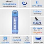 Coldest Insulated Water Bottle with Straw Lid - Stainless Steel Metal Insulated Bottle for Men & Women (Galactic Blue Glitter, 18 oz) - Image 3