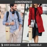 opux Wine Bag Single Bottle Carrier Tote, Insulated Wine Cooler Bag for Travel Picnic Beach with Shoulder Strap, Thermal One Bottle Holder Carrying Case Wine Gift for Women Men, Beige Cream - Image 4