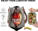 Joymee Lunch Bag Women Insulated Lunch Box Reusable Leakproof Large Spacious Tote for Women Men Adult with Bottle Holder and Side Pockets for Work Picnic Travel - Grey - Image 4