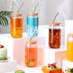 8 Pcs 16 oz Plastic Cups with Lids and Straws Acrylic Mason Jars with Bamboo Lids Mason Jar tumblers with Sticker and Diamond for DIY Decorate Mugs Drinking for Water Beverage Beer (Clear) - Image 5