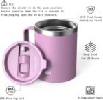 TILUCK 12 oz Insulated Coffee Mug with Lid,Stainless Steel Travel Mug Cup with Handle for Hot or Cold Drinks (Lilac, 12oz) - Image 3