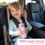 Pink Leopard Print Kids Water Bottle With Straw Lid 12oz Insulated Stainless Steel, Travel Tumbler, Gifts For Girls, Birthday, Christmas, Back To School - Image 4