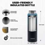 Insulated Water Bottle 20 oz, Triple Wall Vacuum Stainless Steel (Cold for 48 Hrs), Leak Proof & Non-BPA, Kids Water Bottle Jug for School with Straw Spout Lids, Indigo/Black - Image 6