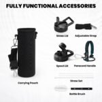 Insulated Water Bottle 20 oz, Triple Wall Vacuum Stainless Steel (Cold for 48 Hrs), Leak Proof & Non-BPA, Kids Water Bottle Jug for School with Straw Spout Lids, Indigo/Black - Image 7