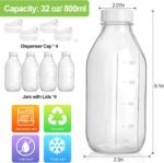 Milk Bottle with Dispenser Cap - 4 Pack 32 Oz Drinking Jars with Screw Lids, Airtight Heavy Duty Reusable Glass Bottles for Milk, Water, Juice, Honey, Jam - Dishwasher Safe - Image 3