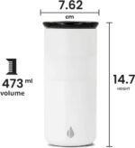 Elemental Artisan Insulated Tumbler, Triple Wall Coffee Travel Tumbler, Reusable Stainless Steel with Ceramic Lid, Thermal Coffee Cups for Hot (6 Hrs) & Cold (18 Hrs) 16oz - Matte White - Image 3