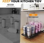 Pull Out Stanley Cup 0rganizer, Tumbler Organizer for Cabinets, Stainless Steel Water Bottle Organizer for 16 to 40oz Cup, Black - Image 3