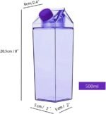 Jinberry 500ml/17oz Cute Leakproof Clear Milk Carton Water Bottle Portable Drinkware for Outdoor Climbing Tour or Camping - Image 3