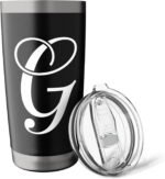 fancy Italic Initial white Letter G alphabet name monogram Stainless Steel Insulated Tumbler - Image 5