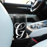 fancy Italic Initial white Letter G alphabet name monogram Stainless Steel Insulated Tumbler - Image 6