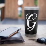 fancy Italic Initial white Letter G alphabet name monogram Stainless Steel Insulated Tumbler - Image 7