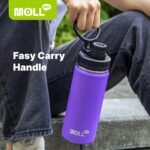 Insulated Water Bottle-22 oz Stainless Steel Double Wall Vacuum Wide Mouth Water Bottle with Spout Lid-Metal Leak Proof Flask for Travel (Purple) - Image 3