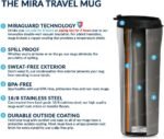 MIRA 12 oz Coffee Travel Mug - Stainless Steel Insulated Tumbler with Leak-Proof Lid - Hot & Cold Cup - Pearl Blue - Image 5