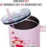 Silver Buffalo Strawberry Shortcake and Custard Vintage Berry Ombre Double Walled Stainless Steel Tumbler with Handle and Straw, Fits in Standard Cup Holder, 40 Ounces - Image 5