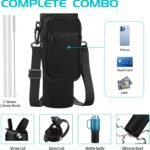 32 40 OZ Insulated Water-Bottle with Handle - Straw & Chug Lid, Strap Carrier Bag & Protective Boot, Stainless Steel Coffee Travel Tumblers, Leak-Proof, Skinny Flask Fit in Car Cup Holder - Image 4