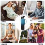 32 40 OZ Insulated Water-Bottle with Handle - Straw & Chug Lid, Strap Carrier Bag & Protective Boot, Stainless Steel Coffee Travel Tumblers, Leak-Proof, Skinny Flask Fit in Car Cup Holder - Image 6