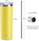 koodee 20 oz Tumbler with Lid and Straw -4 Pack Insulated Skinny Tumblers Stainless Steel Double Wall Water Cup (Yellow/Teal/Sky Blue/Wine Red) - Image 5