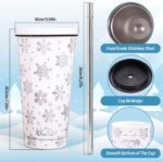 Whaline Christmas Tumbler with Lid Straw Travel Tumbler Stainless Steel Winter Snowflake Coffee Mug Cup for Women Friend Xmas Holiday Birthday Party Gift - Image 3