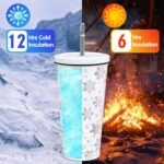 Whaline Christmas Tumbler with Lid Straw Travel Tumbler Stainless Steel Winter Snowflake Coffee Mug Cup for Women Friend Xmas Holiday Birthday Party Gift - Image 5