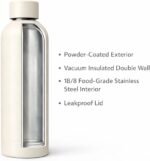 Stainless Steel Water Bottle, 17 oz, Vacuum Insulated, Slim Matte Design, Leakproof Lid (Buttercream) - Image 4