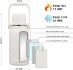 BJPKPK Insulated Water Bottle Leak Proof 27oz Stainless Steel Water Bottles with Handle and Lid Travel Metal Thermal Flask,Beige - Image 3