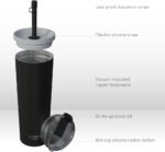 asobu Ocean Stainless Steel Tumbler with Flexible Straw Lid | Insulated Water Bottle for Ice Coffee, Cold Brew | Flip Open Lid for Hot Tea and Coffee | Reusable Travel Cup 27 Ounce (Black) - Image 5