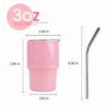 3oz Mini Tumbler Shot Glass with Straw and Lid, Stainless Steel Car Cup Colorful Coffee Cup Cute for Wedding Party Whiskey Cocktail Bar Outdoor Camping Travel (Light Purple) - Image 3