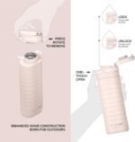 Ideus Insulated Stainless Steel Water Bottle 14 oz Lockable Lid & Leakproof Travel Coffee Mug for Hot/Cold Beverages Fits Most Cup Holder (Light Pink) - Image 4