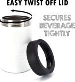 Clear Water Home Goods - 12 oz Stainless Steel Double Wall Vacuum Insulated Can or Bottle Beverage Cooler - Powder Coated White - 6 Pack - Image 3