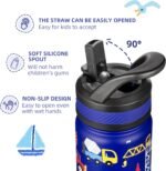 Fanhaw 18 Oz Kids Insulated Water Bottle with Straw - Stainless Steel Double Wall Vacuum Cup, Leakproof, BPA Free, Suitable for Boys and Girls(Blue - Under Construction) - Image 4
