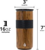 Elemental Artisan Insulated Tumbler, Triple Wall Coffee Travel Mug, Reusable Stainless Steel Coffee Tumbler with Ceramic Lid, Thermal Coffee Cups for Hot (6 Hrs) & Cold (18 Hrs), 16oz - Teakwood - Image 3