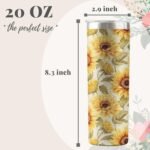 Onebttl Sunflower Gifts for Sunflower Lovers, 20oz Insulated Stainless Steel Tumblers with Lids and Straws, Perfect Gifts for Best Friend, Christmas, Birthday - Pattern - Image 5