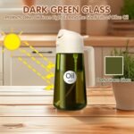 YARRAMATE 2PCS 16oz/470ml Oil Sprayer for Cooking with Stickers, Food-Grade 2 in 1 Olive Oil Dispenser Bottle for Kitchen, Premium Dark Green Glass Oil Bottle for Air Fryer, BBQ (White & Green) - Image 3