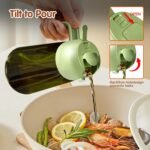 YARRAMATE 2PCS 16oz/470ml Oil Sprayer for Cooking with Stickers, Food-Grade 2 in 1 Olive Oil Dispenser Bottle for Kitchen, Premium Dark Green Glass Oil Bottle for Air Fryer, BBQ (White & Green) - Image 7