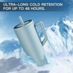 Leak proof No Spill Insulated Water Bottle 40 Oz Leakproof Tumbler Cup with Handle and Flip Straw （Dune） - Image 4