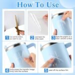 4 Pcs UV DTF Cup Wrap Custom Name Sticker for 12-40 oz Tumbler Personalized Transfer Letter Alphabet Vinyl Stickers for Water Bottle Glass Tumbler Notebooks DIY Crafts(White) - Image 4