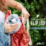 Ello Port 40oz Tumbler with Carry Loop & Integrated Handle, Vacuum Insulated Stainless Steel Reusable Water Bottle, Travel Mug with Leak Proof Lid & Straw, Perfect for Iced Coffee & Tea, Sage - Image 5