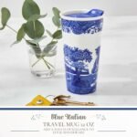 Spode Blue Italian 12oz Porcelain Travel Mug with Lid – Scenic Patterned Drinkware with Decorative Border - Portable Ceramic Coffee Cup for Brunch, Tea, On-the-Go Hot Beverage Moments - Image 3